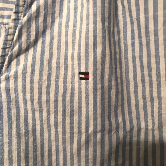 Tommy Hilfiger Relaxed Fit White and Blue Stripes Blouse - Picture 2 of 3